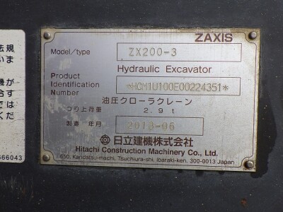 Máy xúc HITACHI ZX200-3 , sản xuất năm 2013